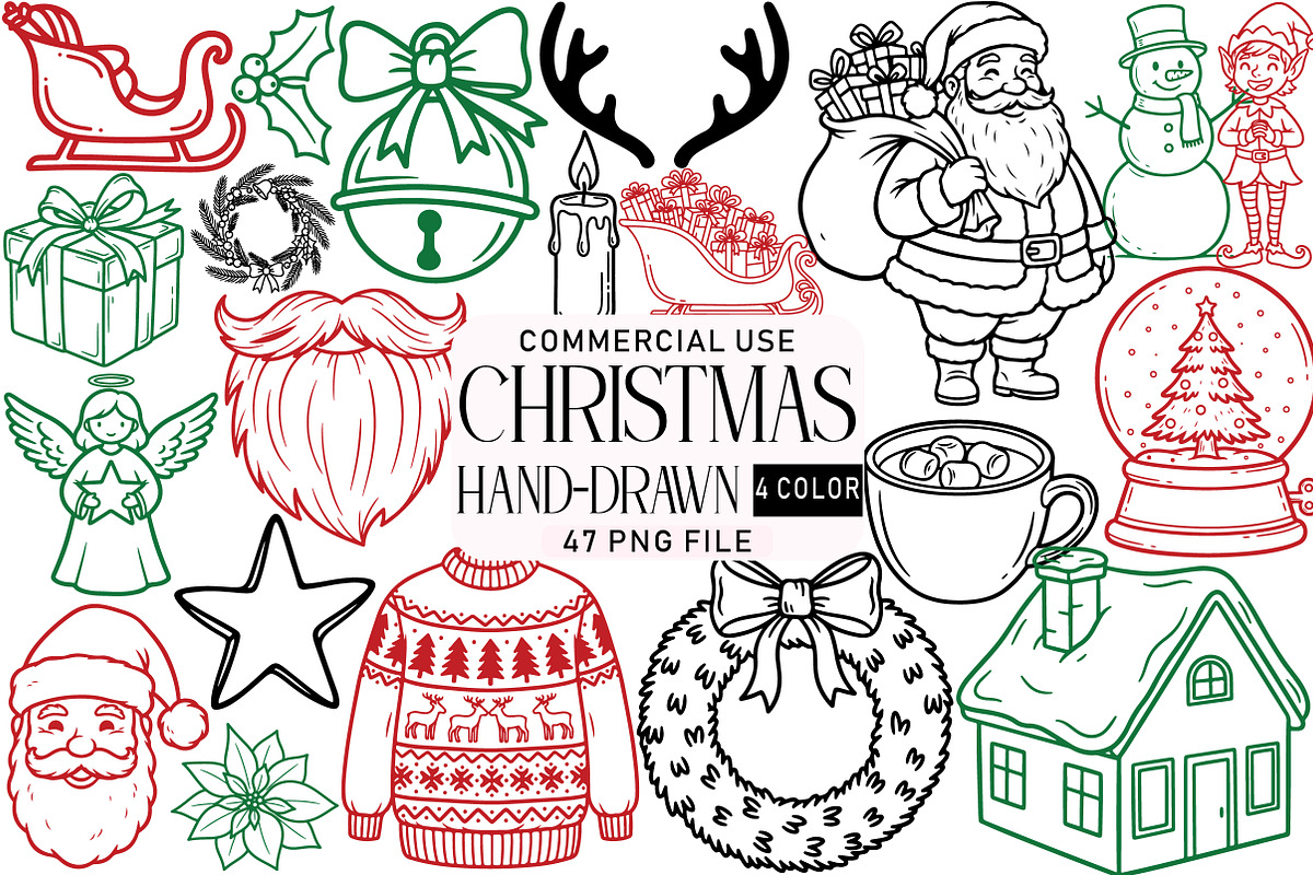 Christmas Hand-Drawn Clipart Png, an Illustration by Daily.Designs (Photo 1 of 5)