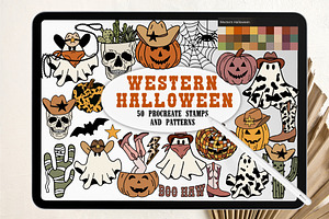 Western Halloween Procreate Stamps