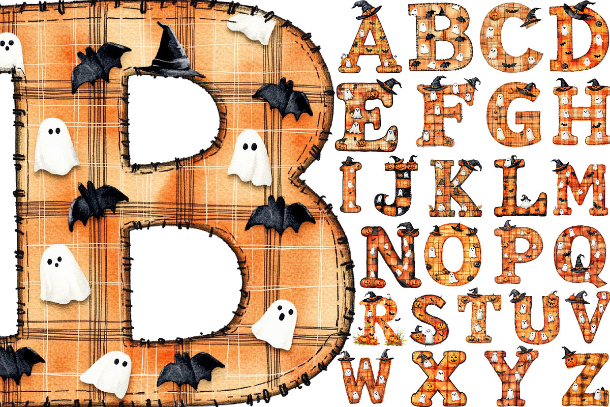 Halloween Alphabet Letters Bundle, a Seasonal Illustration by Designking (Photo 1 of 4)