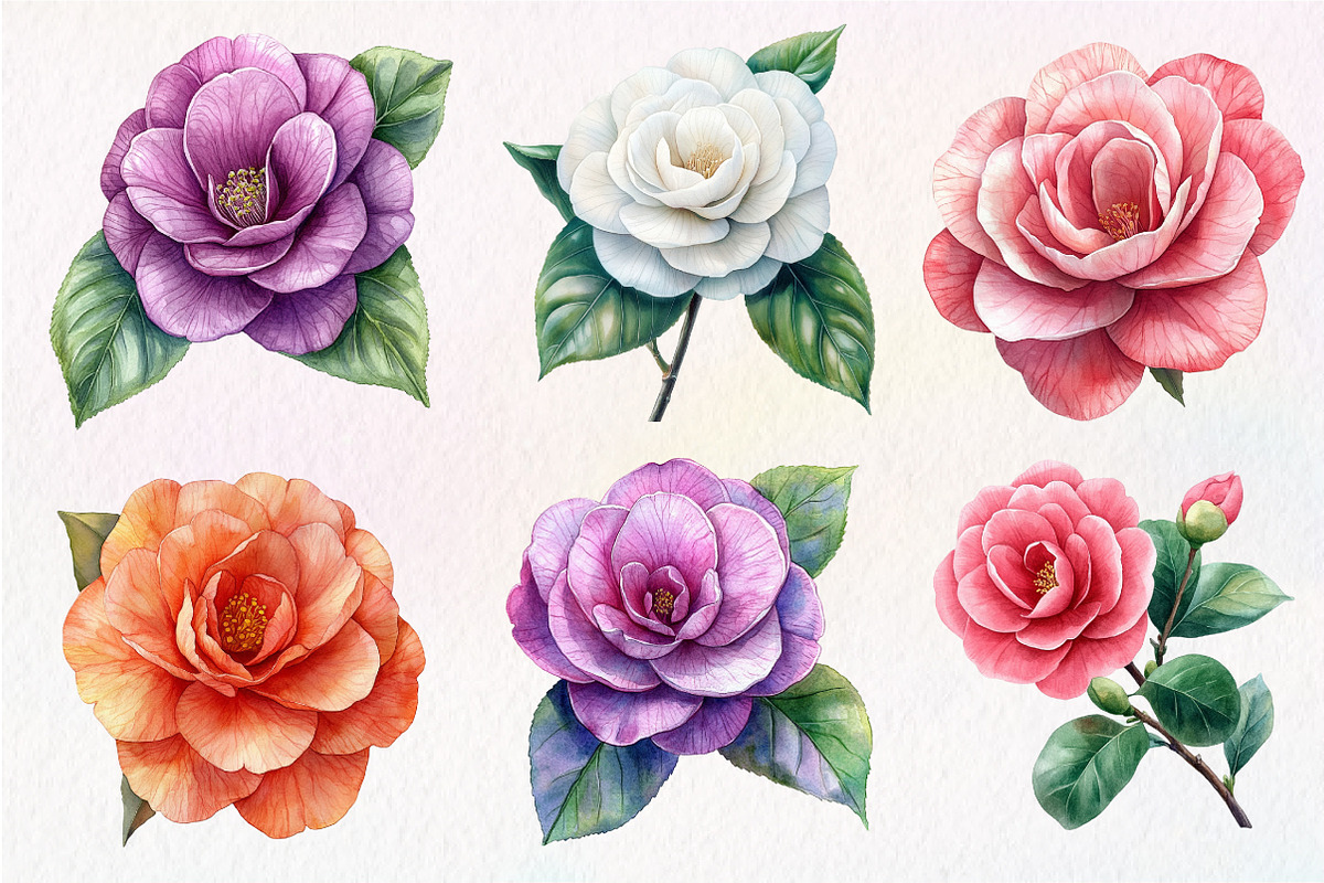 Camellia Flower Bloom Clipart, an Illustration by Dream Creation (Photo 4 of 6)