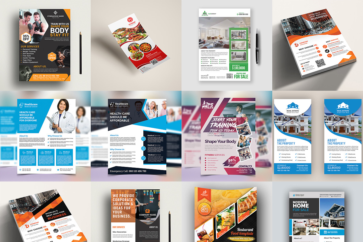 120 Flyer Templates Bundle, a Flyer Template by CodeGrape (Photo 5 of 11)