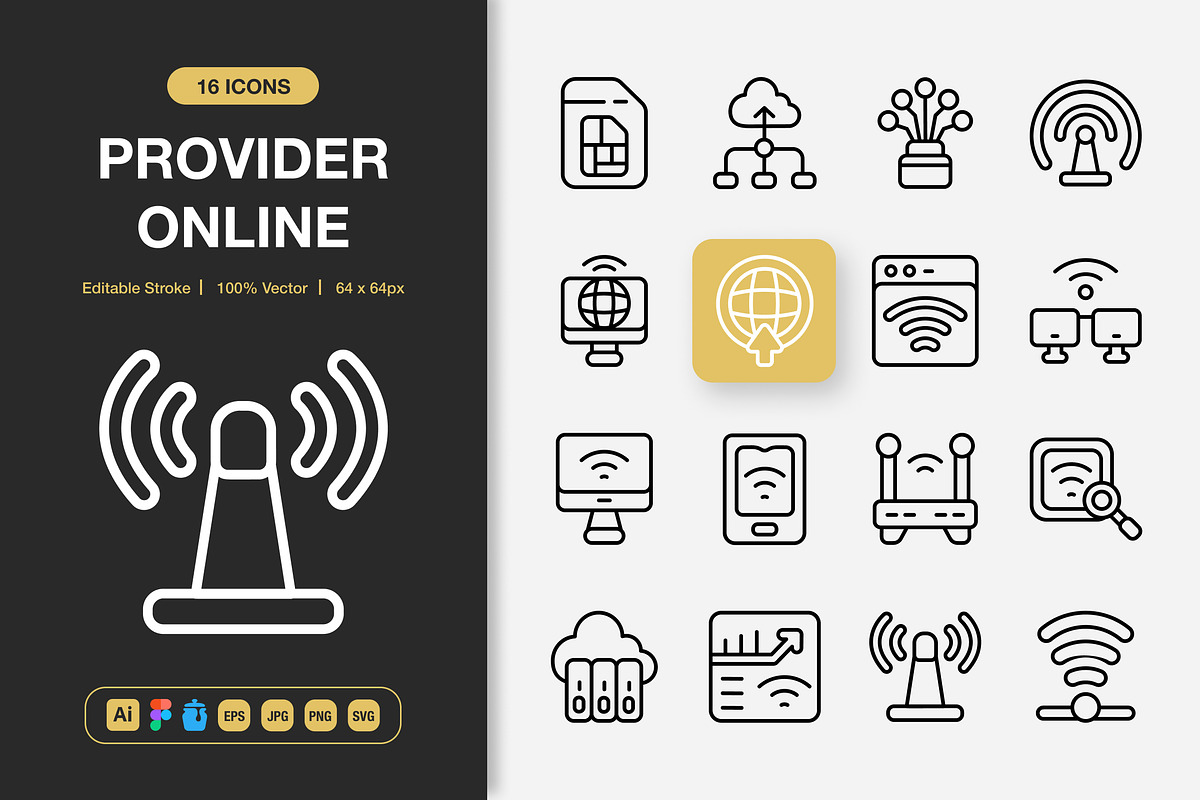 Provider Online Icons, an Outline Icon by Spacepixel Creative