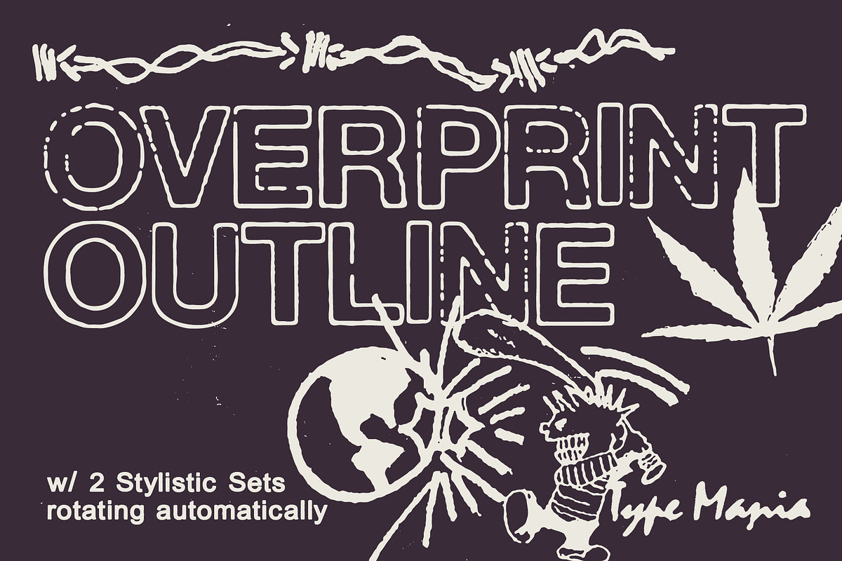 Overprint Outline TM – Grungy Sans, a Sans Serif Font by Type Mania (Photo 1 of 10)