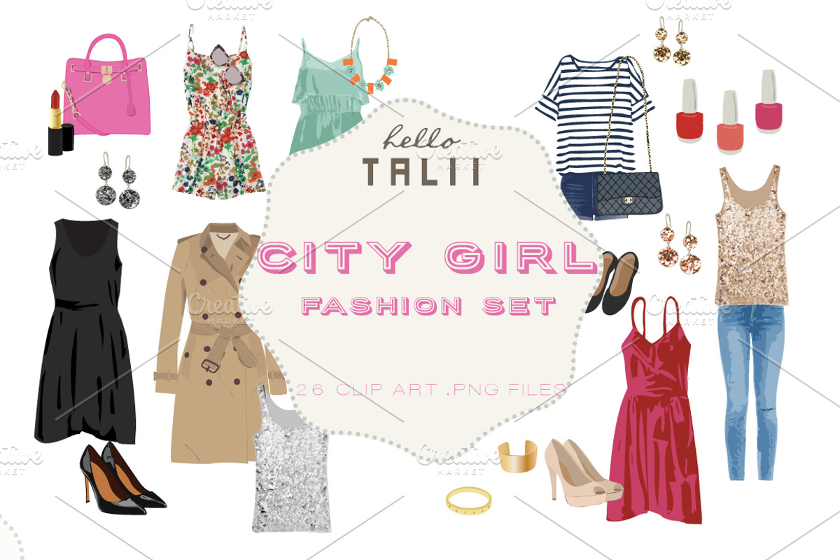 City Girl Fashion Set (Clip Art), an Illustration by Hello Talii (Photo 1 of 2)