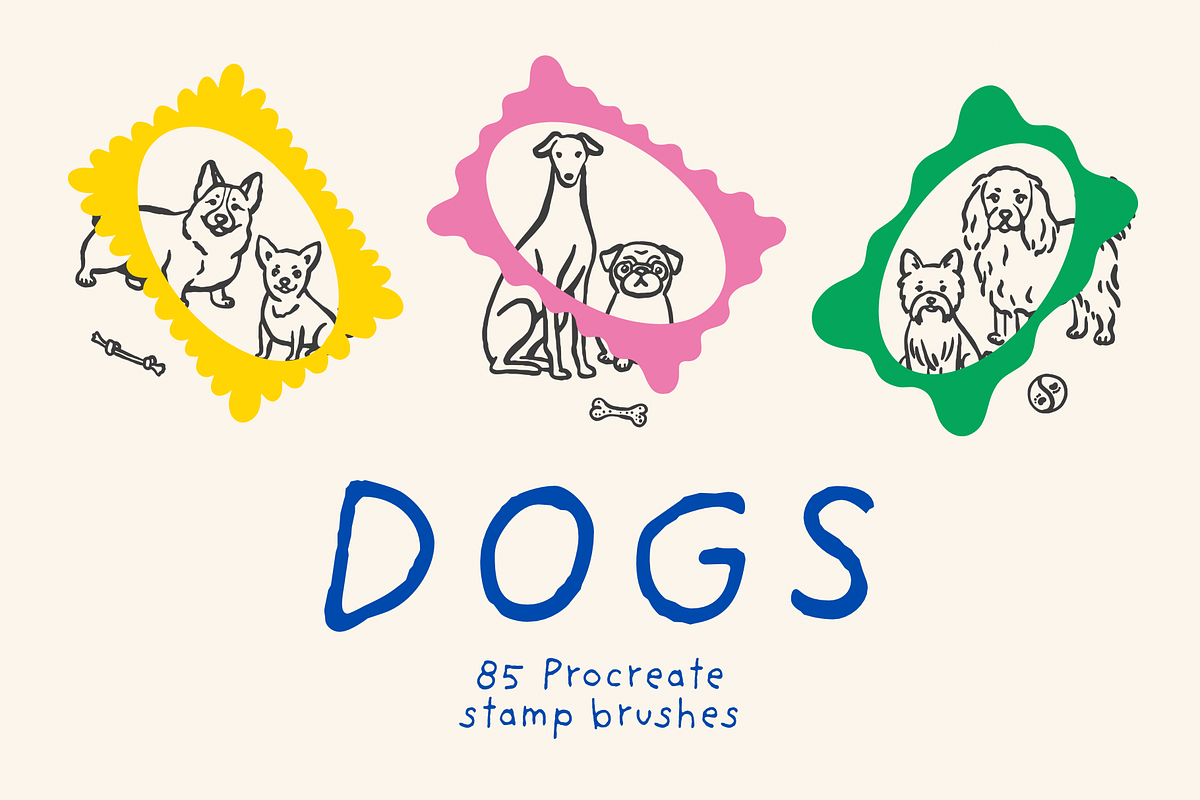 85 Hand-Drawn Dogs Procreate Stamps, a Brush Add-On by Veronika Gotovceva (Photo 1 of 8)