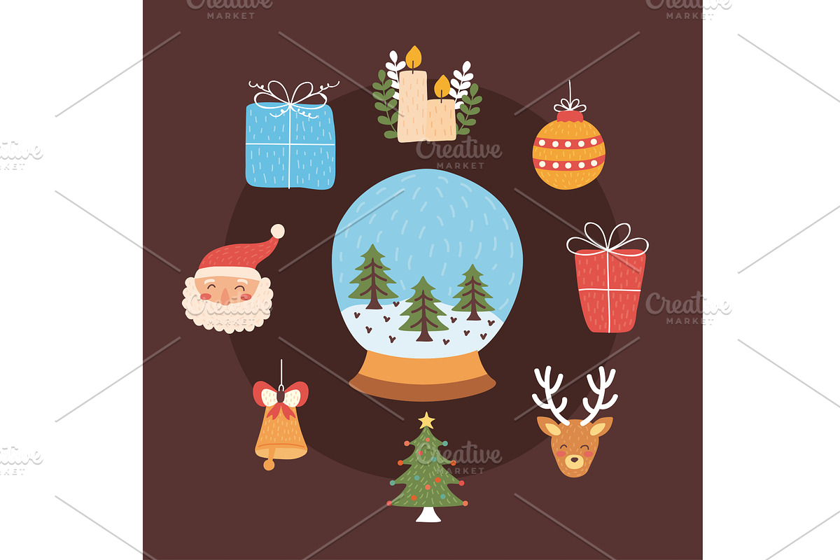 christmas holiday nine icons, an Illustration by studiogstock
