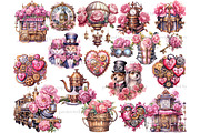 Pink Steampunk Valentine's Day PNG, a Seasonal Illustration by GlamArtZhanna (Thumbnail 3 of 6)