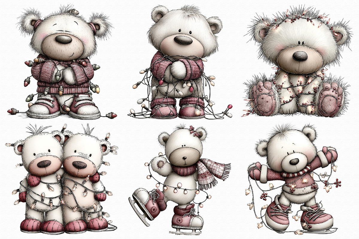 Christmas Polar Bear Lights Clipart, an Illustration by Libby Wishes (Photo 4 of 9)