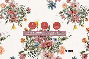 I AM FLORIST - Watercolor Collection, a Design Template by slowlivecreate