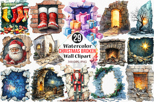 Christmas Broken Wall Clipart, an Illustration by Canvas Craft