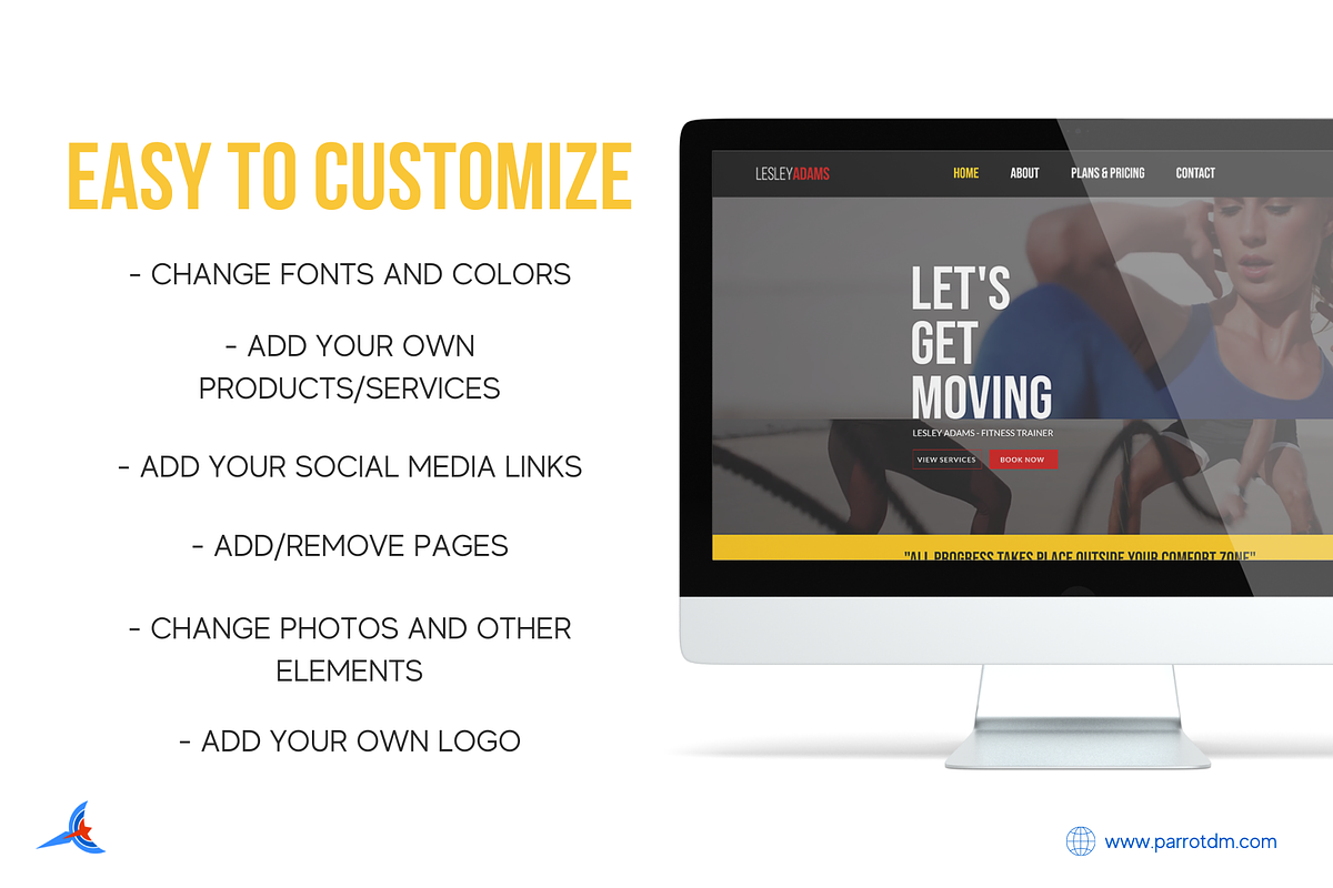 Personal Trainer Website for Wix, a Shopify Template by Parrot Designs (Photo 3 of 4)