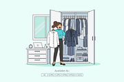 Young Woman Preparing Work Outfit, a Work Illustration by Partikusi Design (Thumbnail 2 of 3)