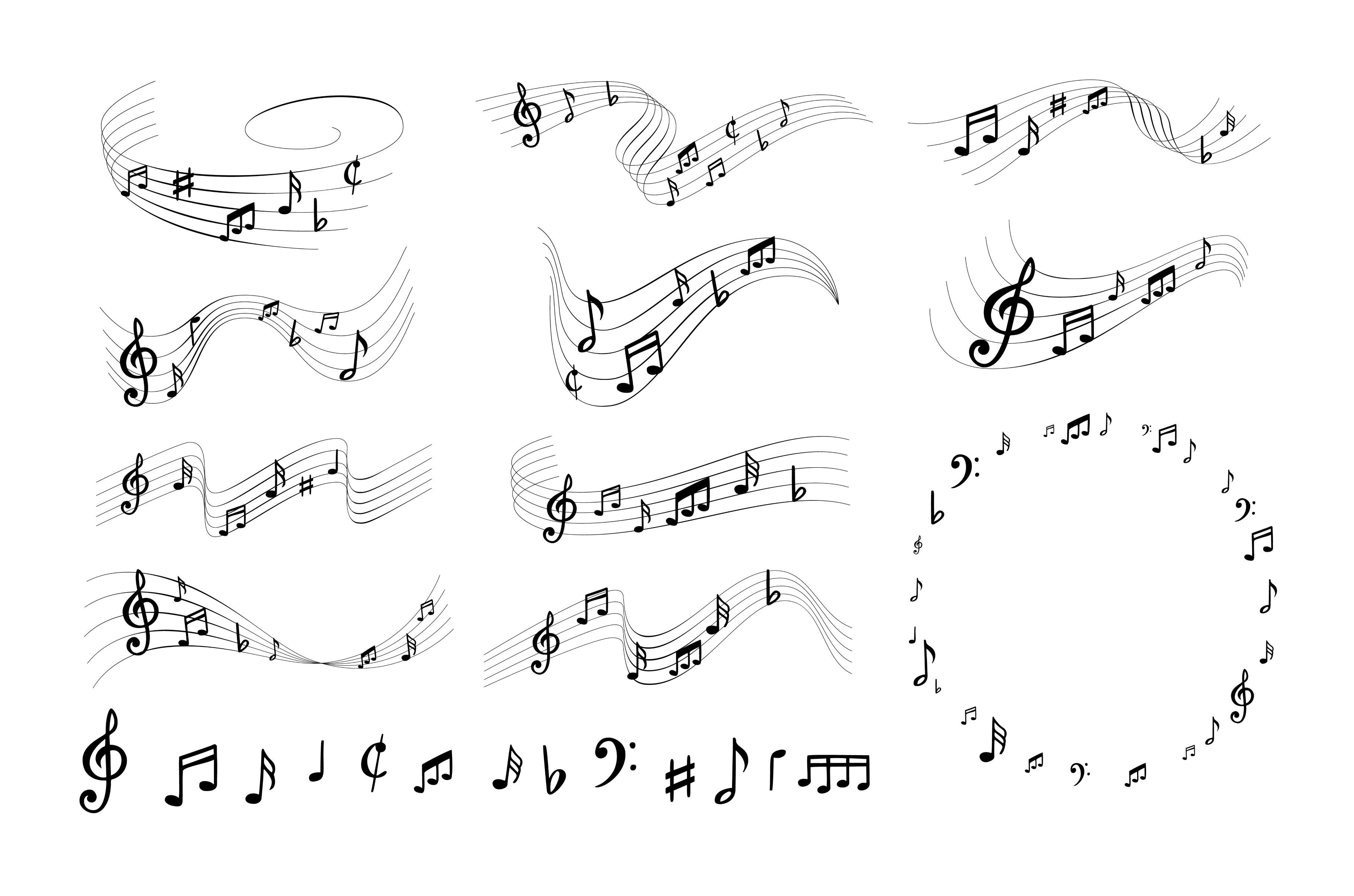 Sheet music notes. Elegant musically | Education Illustrations ...