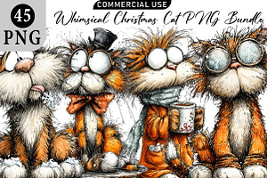 Whimsical Christmas Cat PNG Bundle, an Illustration by Daily.Designs