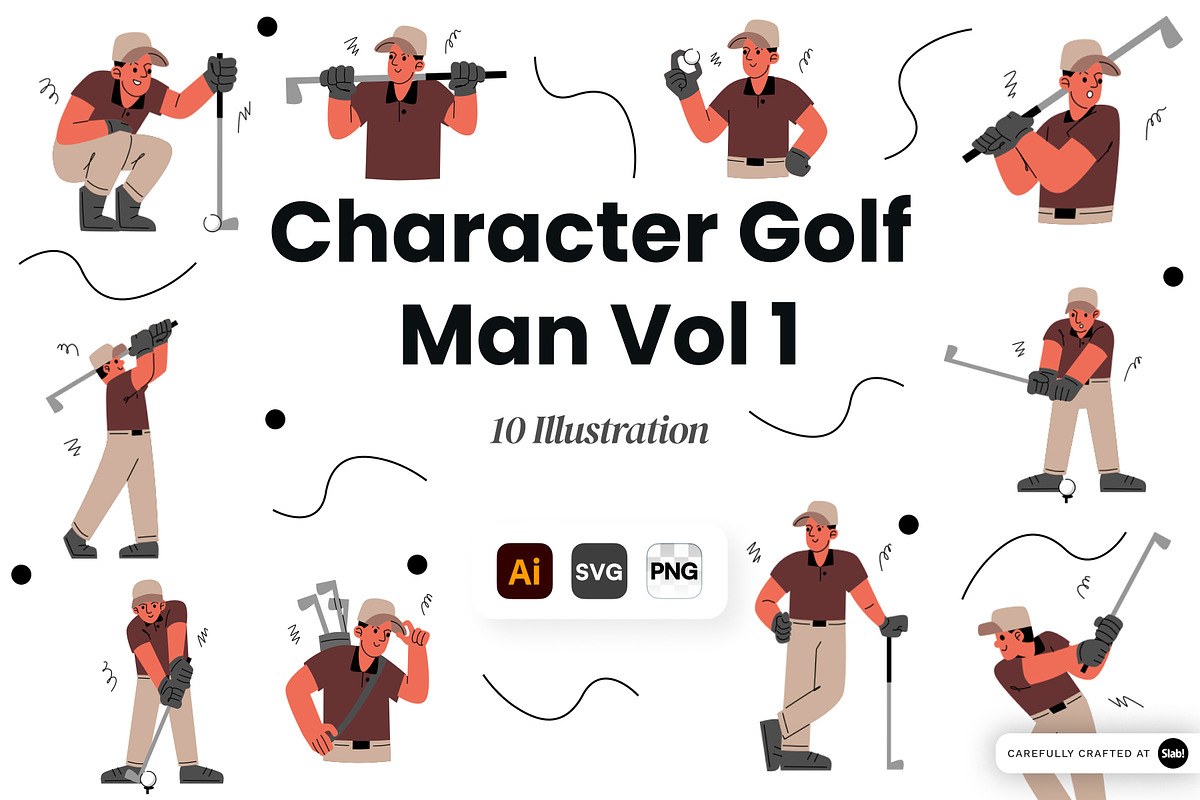 Golf Man Character Vol 1, a Sport Illustration by SLAB! Design (Photo 1 of 3)