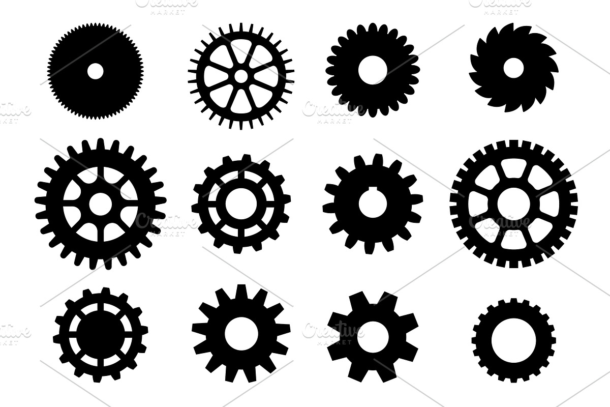 Gears mechanical devices and, an Illustration by Vectorbuum