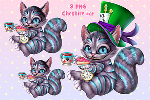 Cheshire cat with tea
