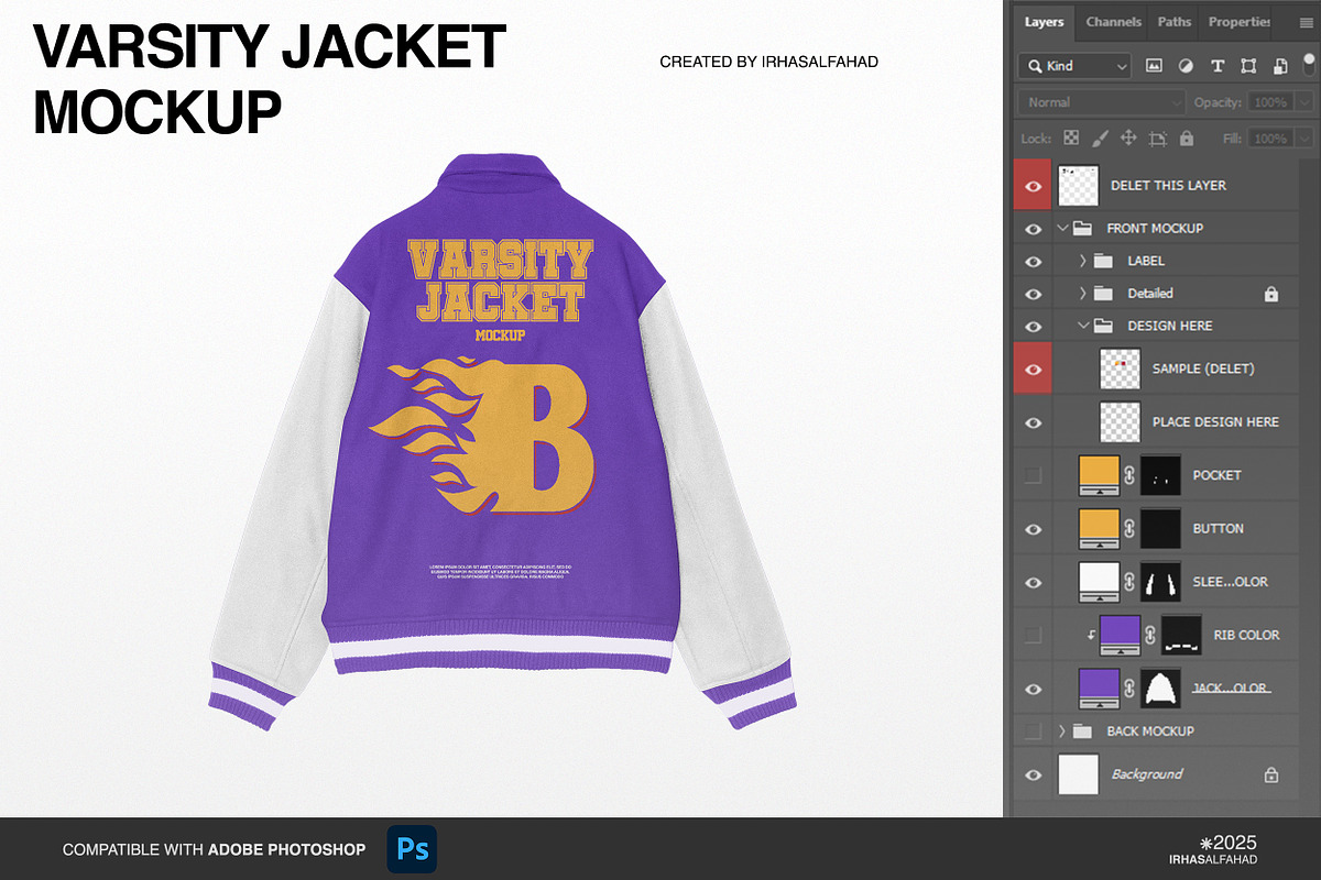 Varsity Jacket Mockup, a Hoody Mockup by Irhasalfahad (Photo 4 of 5)