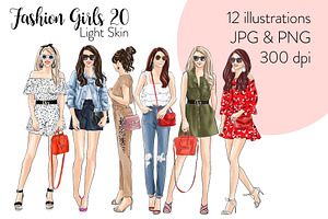 Fashion Girls 20 -Light Skin Clipart