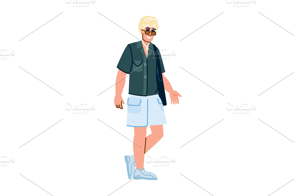 Blond tourist wearing sunglasses and, an Illustration by pikepicture