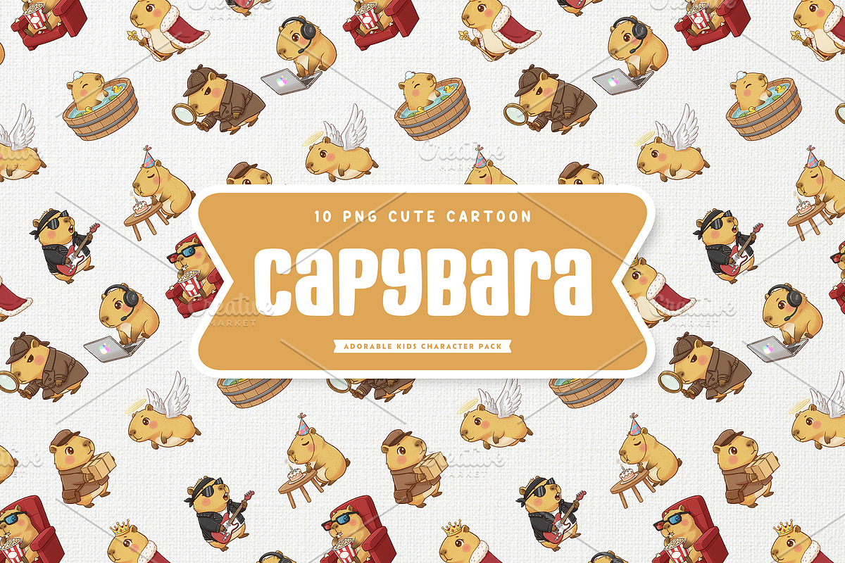 Fun Capybara Cute Kids, an Animal Illustration by Gohsantosa (Photo 3 of 4)