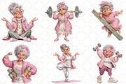 Funny Fitness Grandma Clipart, an Animal Illustration by Black Bird Studio (Thumbnail 4 of 6)