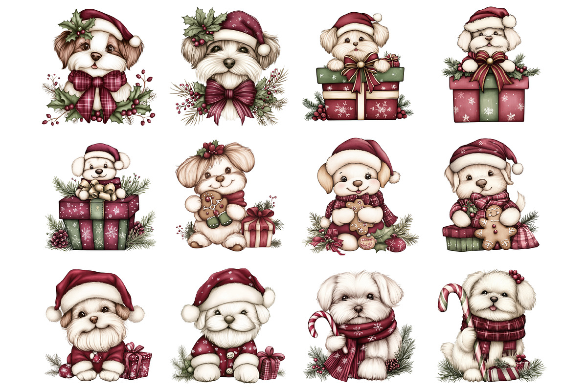 Whimsical Christmas Fluffy Dogs, a Graphic by CitraGraphics (Photo 2 of 4)