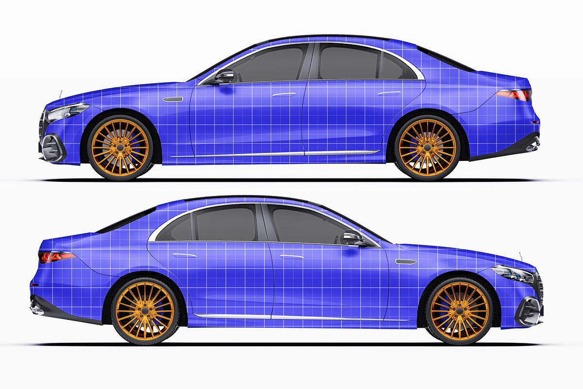 Executive Sport Luxury Sedan Set, an Advertising Mockup by Halal Graphic Studio (Photo 9 of 12)