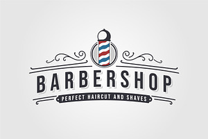 Barber Shop Vector Vintage Label