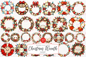 Christmas Wreath Drawing Clipart, an Illustration by Markicha Art