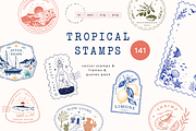 Tropical Vector Stamps & Frames, an Object Graphic by Nutalin Art (Thumbnail 1 of 11)