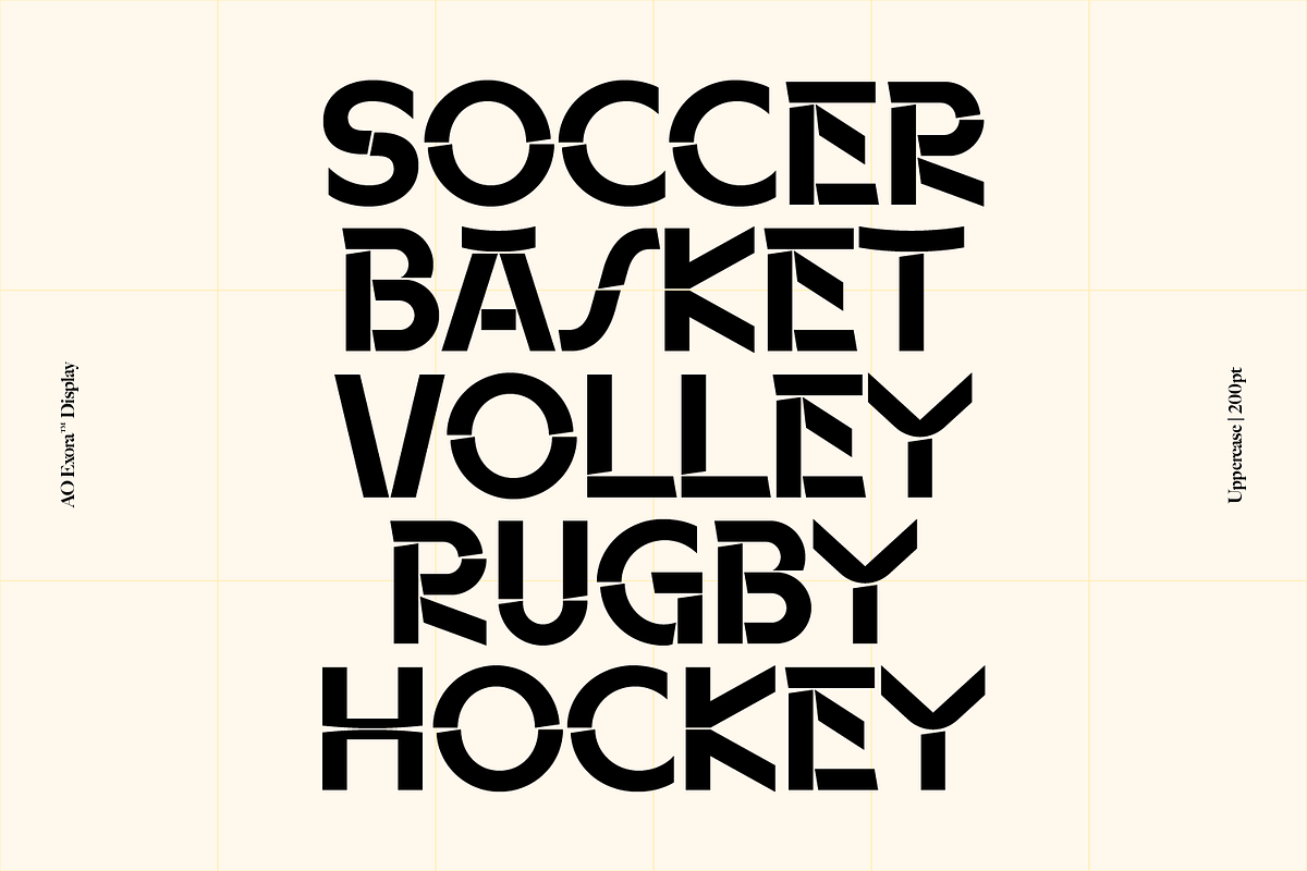 AO Exora - Experimental Stencil, a Sans Serif Font by OwunStudio (Photo 12 of 17)