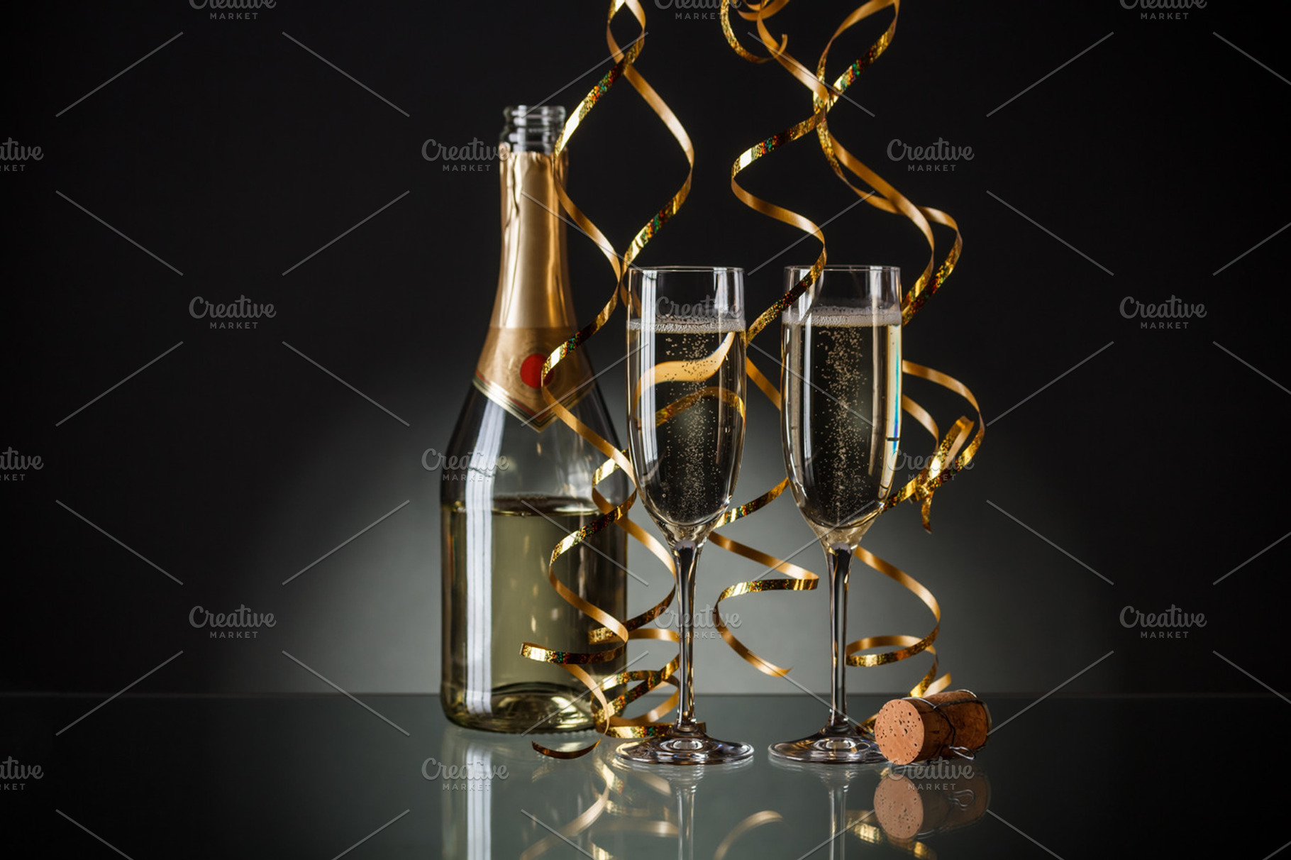 Champagne Glasses Featuring New Year And Eve
