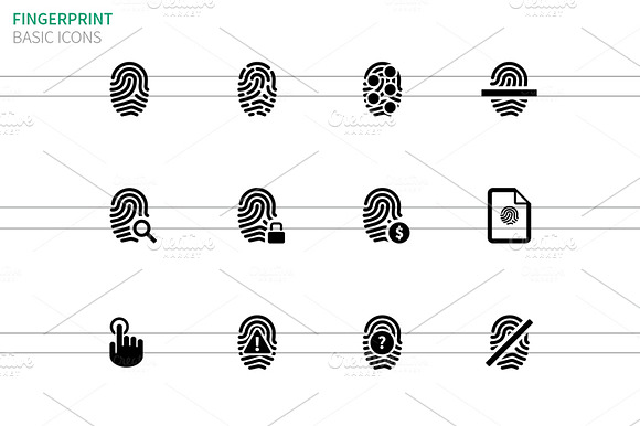 Touch Id Fingerprint Icons On White