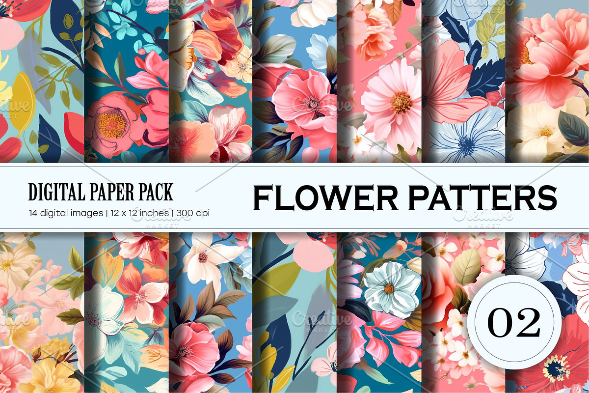 Big Bundle Floral Patterns 01., a Pattern Graphic by KENO Mascots (Photo 3 of 11)