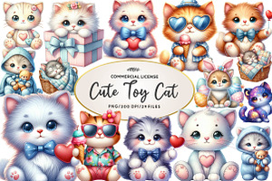 Cute Plush Toy Cat Clipart, an Illustration by CreationArt