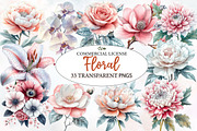 Pink White and Floral Clipart, an Illustration by Designworld (Thumbnail 1 of 5)
