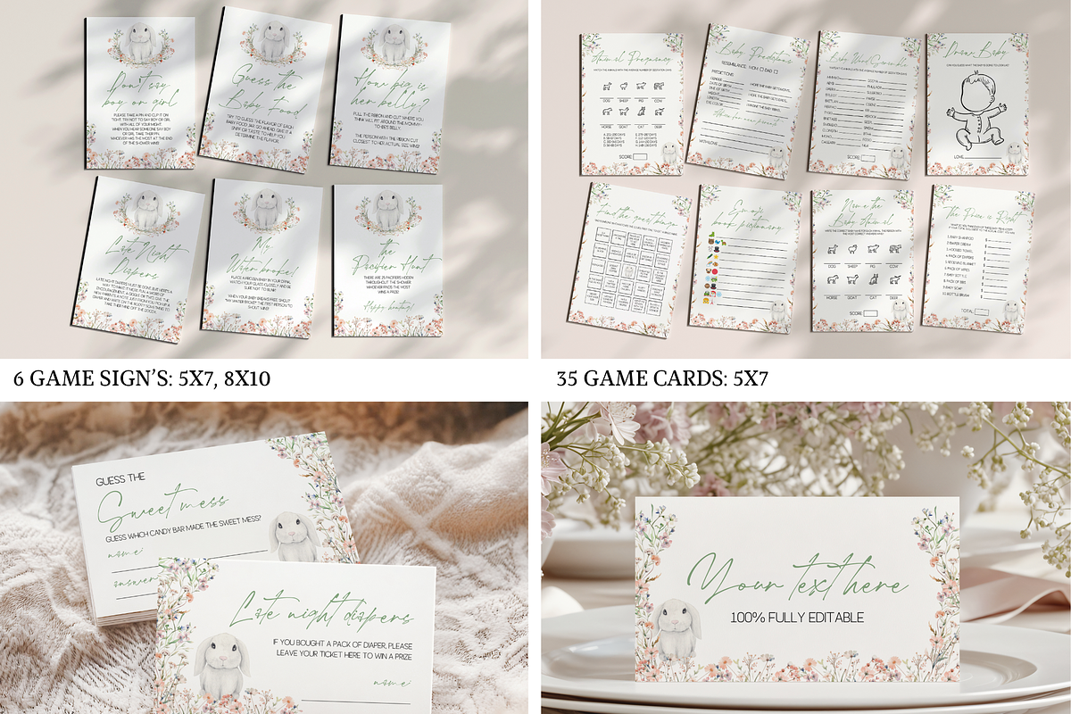 Spring Rabbit Baby Shower Bundle, an Invitation Template by Digital_Mind (Photo 5 of 9)