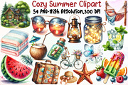 Watercolor Cozy Summer Clipart, an Illustration by Sublimation Artist (Thumbnail 1 of 6)