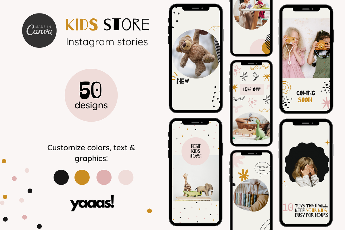 Kids Instagram Story Template Canva, a Social Media Template by Yaaas Design (Photo 1 of 7)