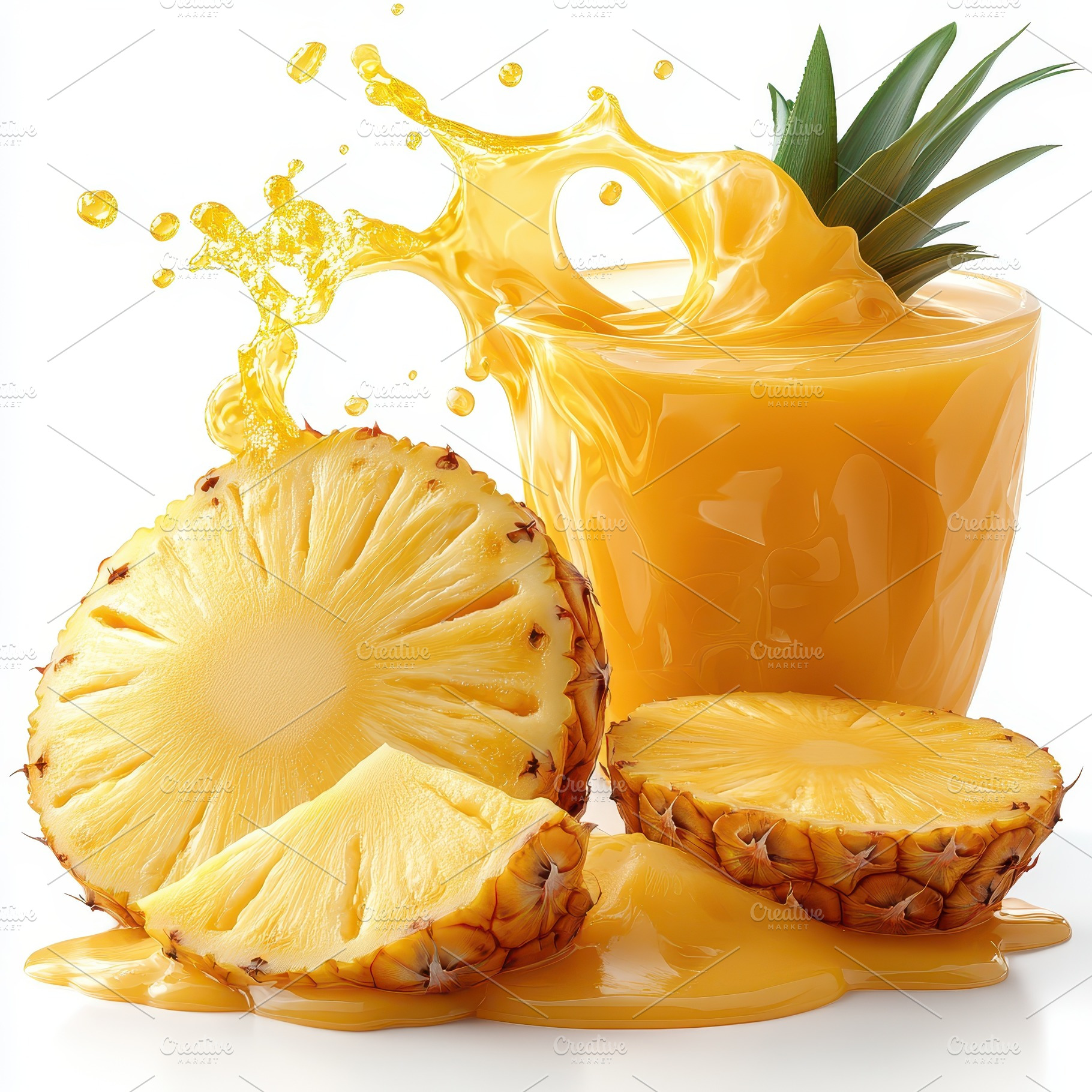 Refreshing Pineapple Juice Splash Sl, a Food & Drink Photo by Pixeness Studio