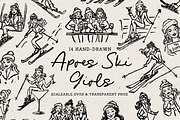 Ski Girls Clipart, Winter Doodles, a Person Illustration by The October Creative (Thumbnail 1 of 6)
