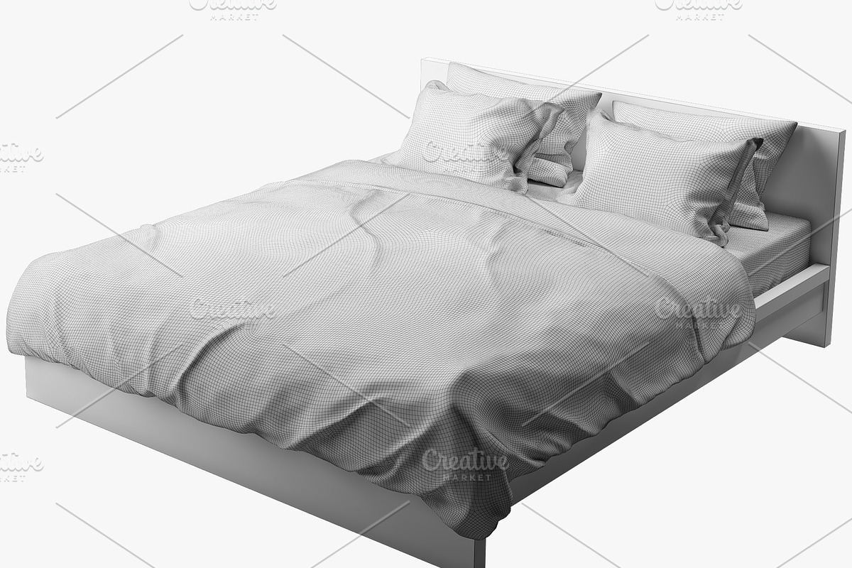 Double bed 3d model, a Furniture 3D Model by 3dmitruk (Photo 7 of 8)