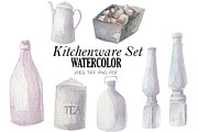Watercolor kitchenware set, an Illustration by My watercolor shop (Thumbnail 1 of 7)
