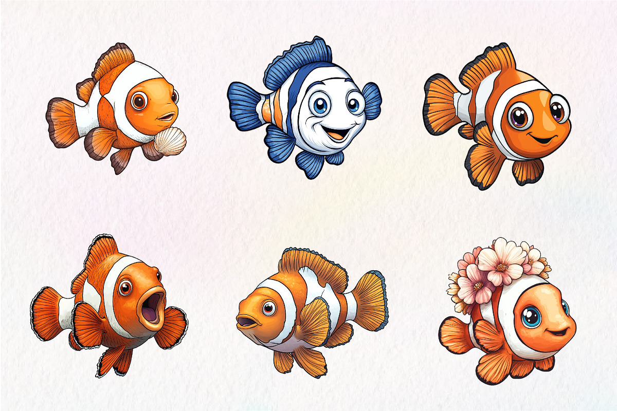 Cute Clownfish Clipart, an Illustration by CreationArt (Photo 7 of 9)