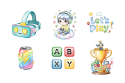 Watercolor Gamer Clipart, a Decorative Illustration by BerryPieArt (Thumbnail 4 of 4)