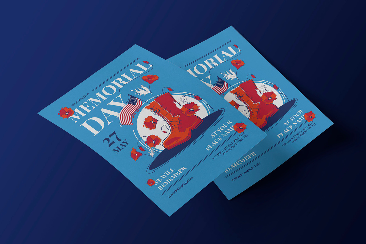 Blue Memorial Day Flyer, a Flyer Template by Neermana