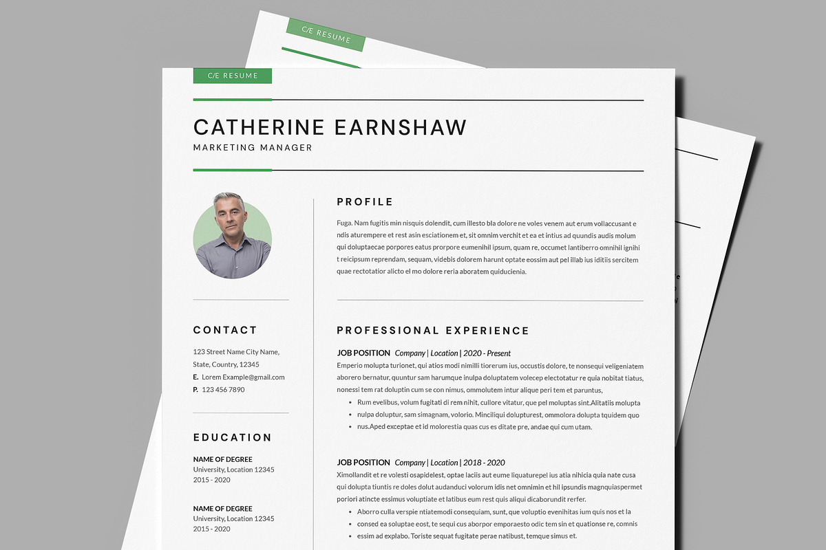 3 Page Resume Template / CV Template, a Resume Template by PixelStudio (Photo 1 of 8)