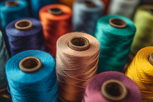 Colorful Spools of Thread in Textile Workshop, an Abstract Photo by Natalia Klenova's Shop