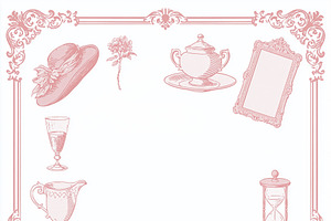 Vintage ornamental frame with feminine objects, elegant feminine, an Illustration by Studio ANNA